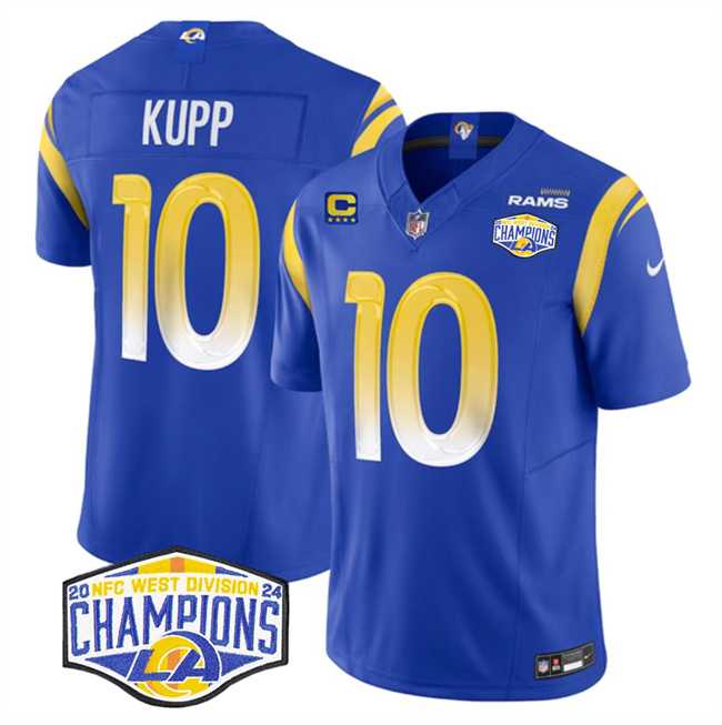 Mens Los Angeles Rams #10 Cooper Kupp Blue 2024 NFC West Champions With 4-Star C Patch F.U.S.E. Vapor Untouchable Stitched Jersey->los angeles rams->NFL Jersey